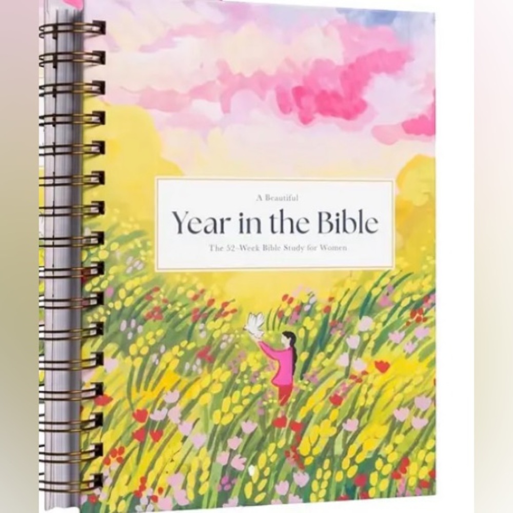 Year In The Bible Floral 52-Week Spiral Bible Study Prayer Journal For Women NEW